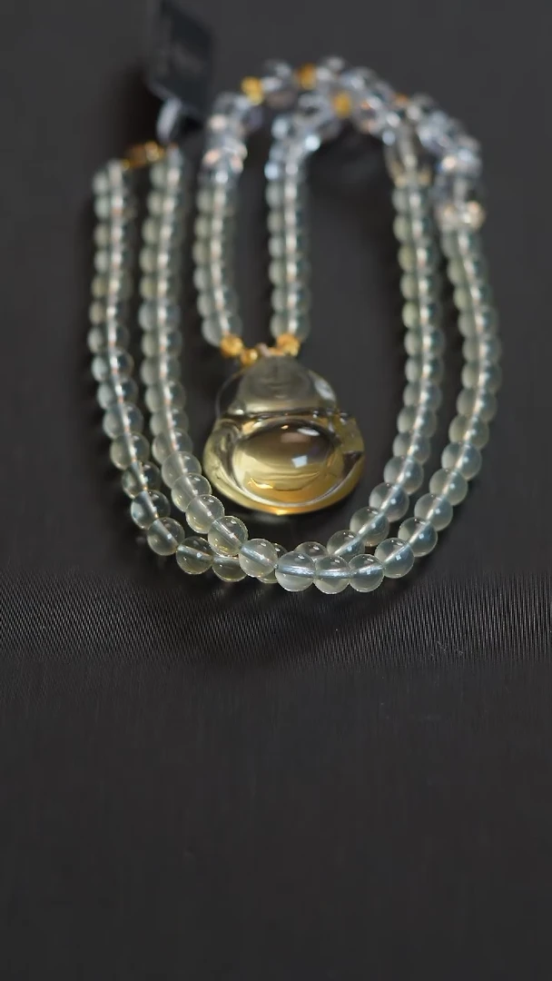 未镶嵌项链水晶E1439精雕全净体 弥勒F公 项链