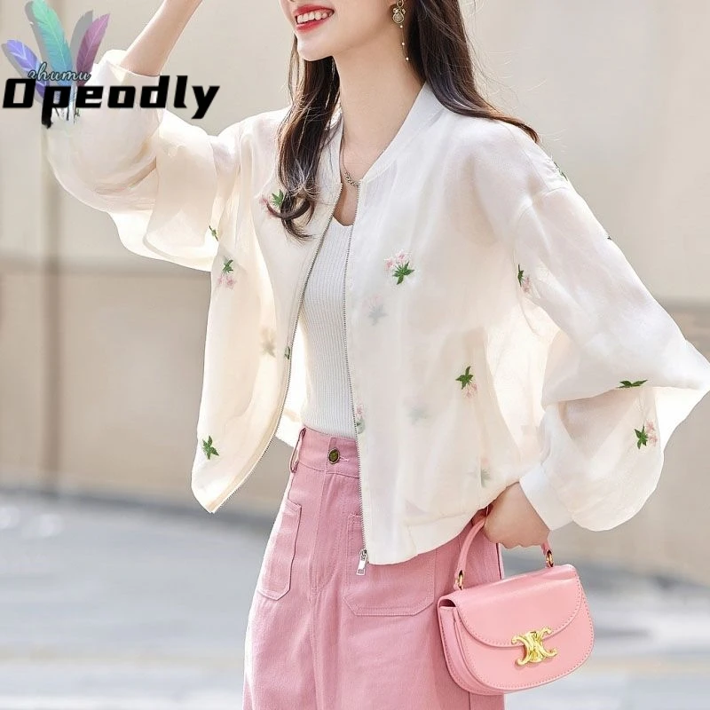 Opeodly2025夏季新款短外套女显瘦百搭气质重工艺立体立领落肩袖