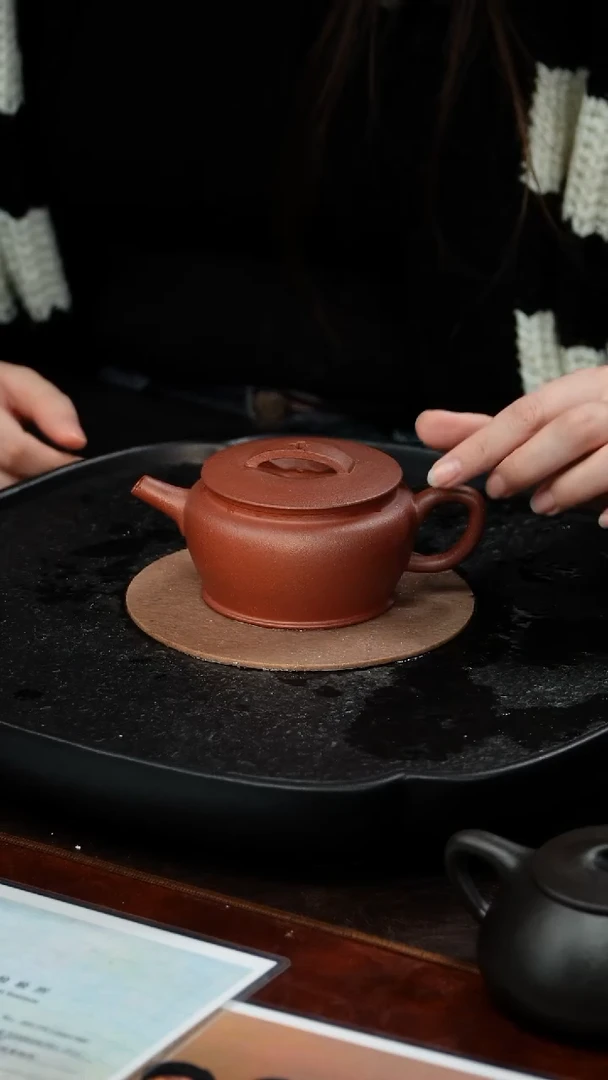 茶壶紫砂洪滔 汉瓦55 桃花泥 180毫升