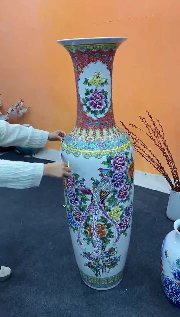 摆件瓷1米4宽40cm凤凰大花瓶