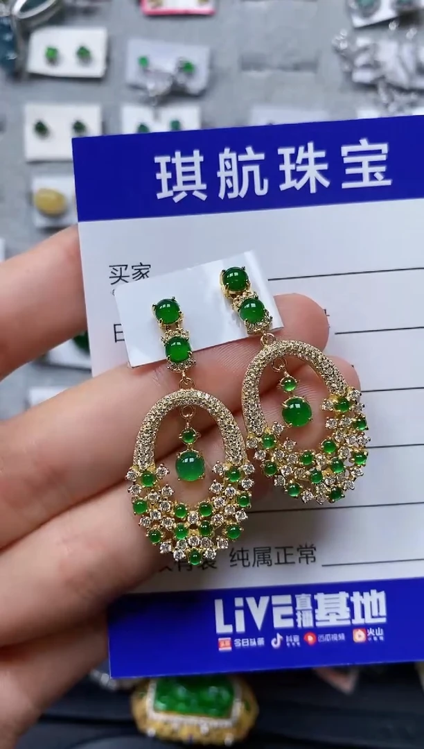 【闪购商品】翡翠耳饰银S925镶嵌0520