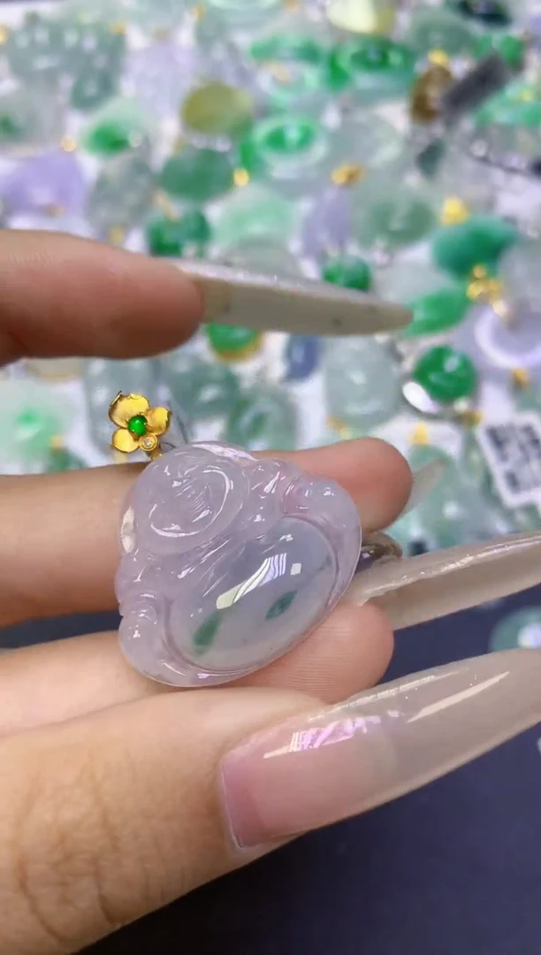 颈饰18K金镶嵌翡翠天然缅甸翡翠A货百元以上9元证书费自理