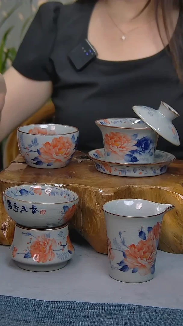 简装家用款4件套 老陶泥开片纹陶瓷茶具
