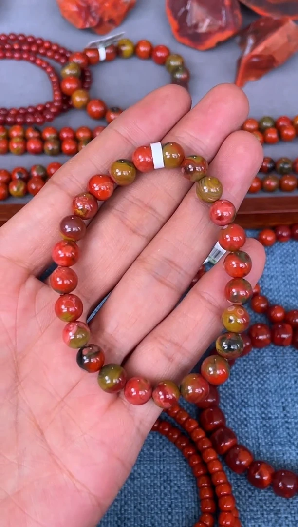 未镶嵌手串南红玛瑙N18大山包三彩单圈