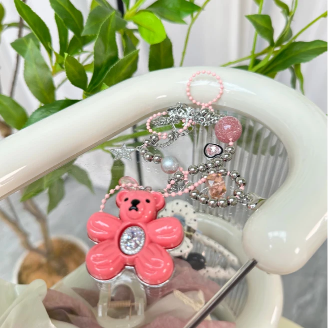 合金亚克力项链 粉色奶油小熊派对项链可爱叠戴多巴胺锁骨链A505