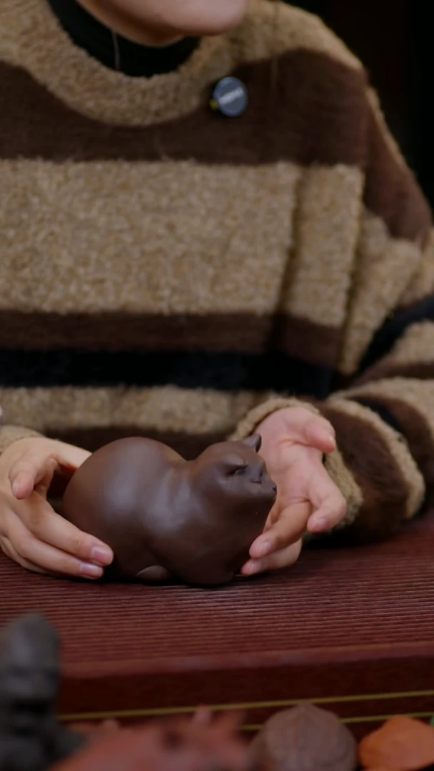 【闪购商品】紫砂茶宠大胖猫，。