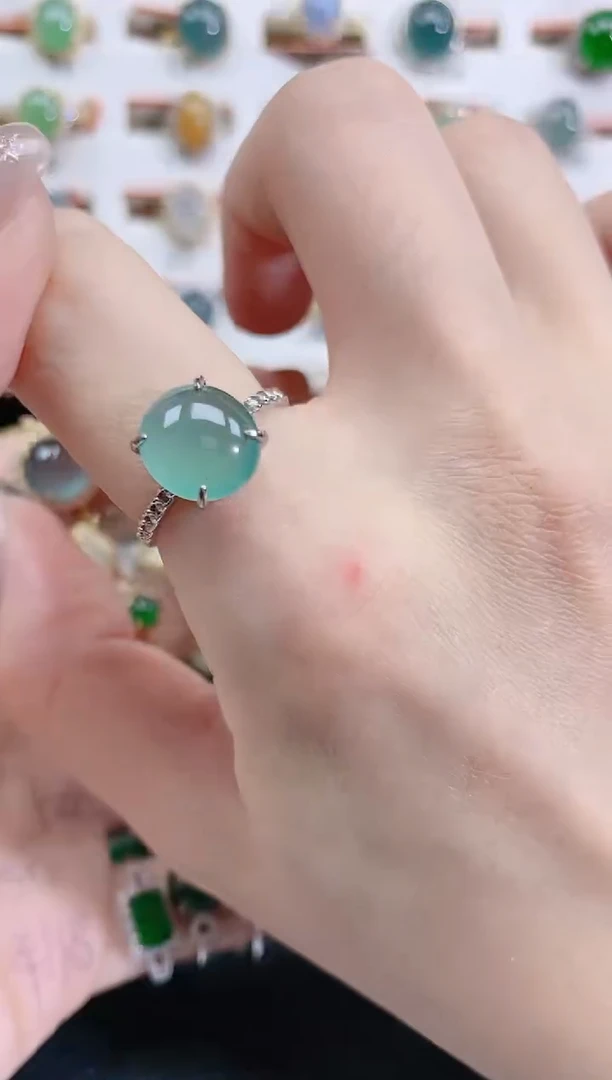 银S925镶嵌戒指翡翠天然翡翠