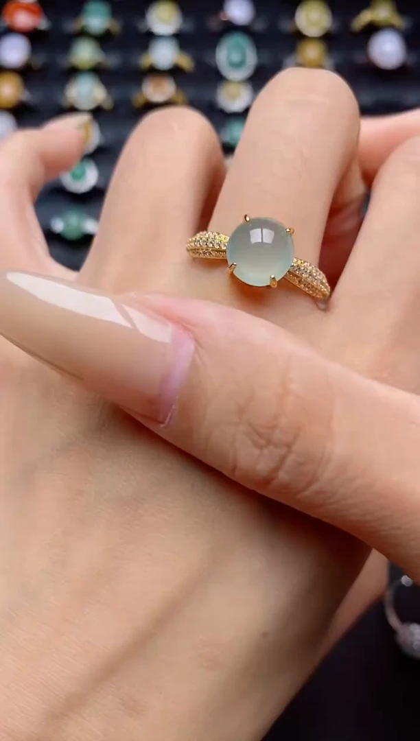 翡翠戒指银S925镶嵌.