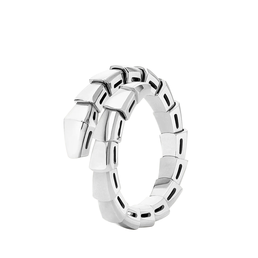 99新 Cartier/卡地亚 Serpenti Viper系列 白金色窄版无钻蛇戒指