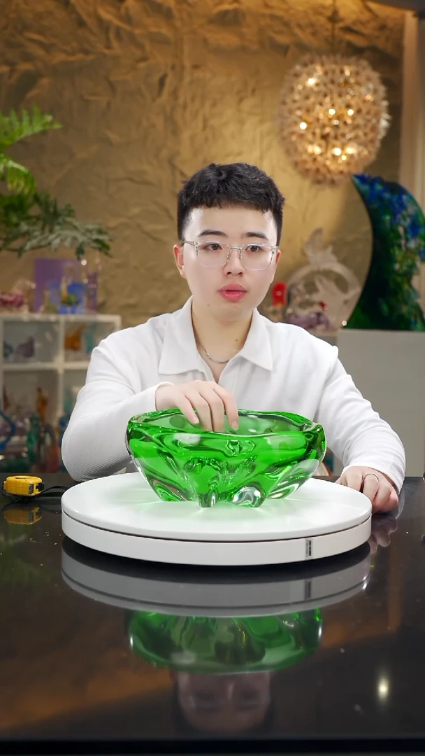 手工艺品琉璃祖母绿果碗