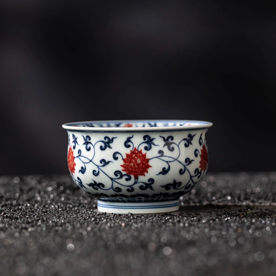 〖瑶瑶专属款〗明和堂釉里红缠枝莲炉式杯手绘景德镇陶瓷茶器家用