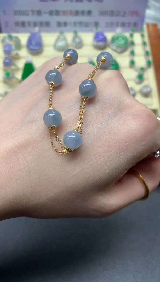 【闪购商品】翡翠手链18K金镶嵌手链|1800+180