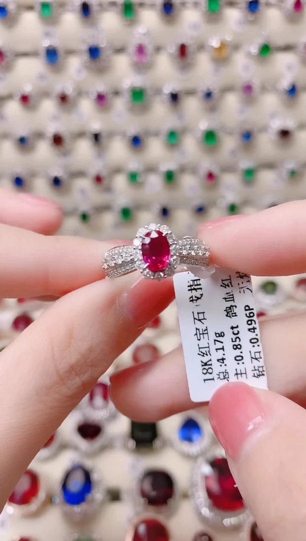 18K金镶嵌18K金戒指红宝石1