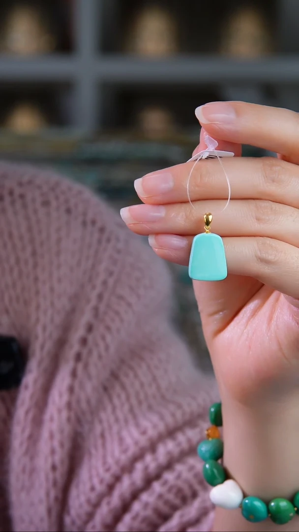 18K金镶嵌绿松石吊坠(不含链)1