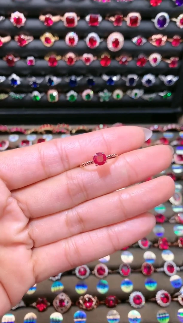 【闪购商品】红宝石戒指银S925镶嵌6玫瑰金