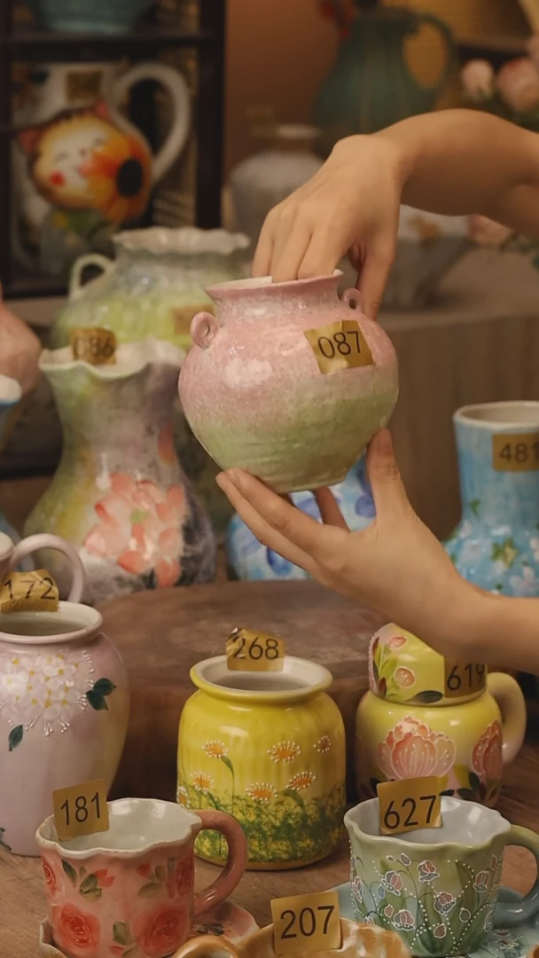 陶瓷087景德镇设计师手作花器摆件侘寂风