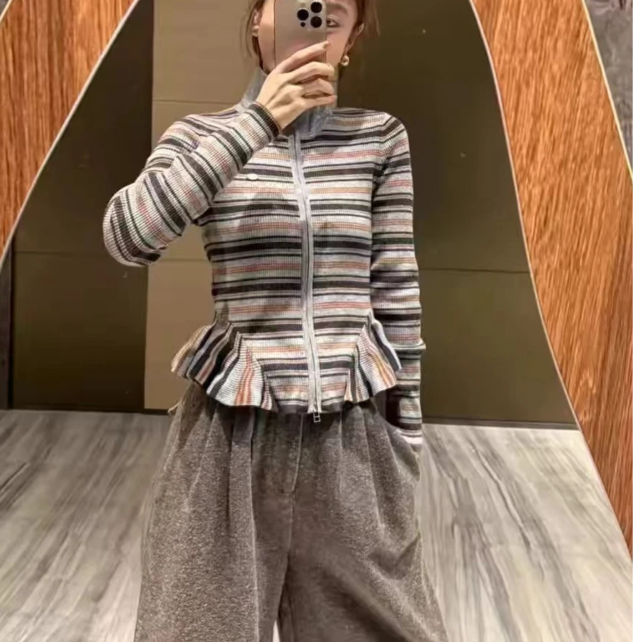 LSY精品女装欧货大牌长袖时尚秋冬条纹