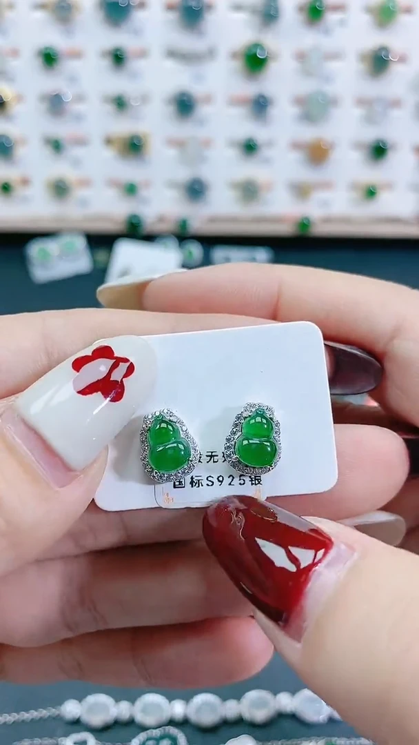 银S925镶嵌戒指翡翠天然翡翠