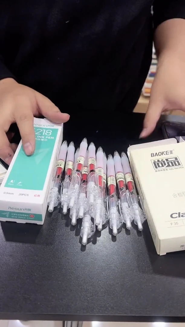 宝克F35红色按动中性笔12支+20支笔芯