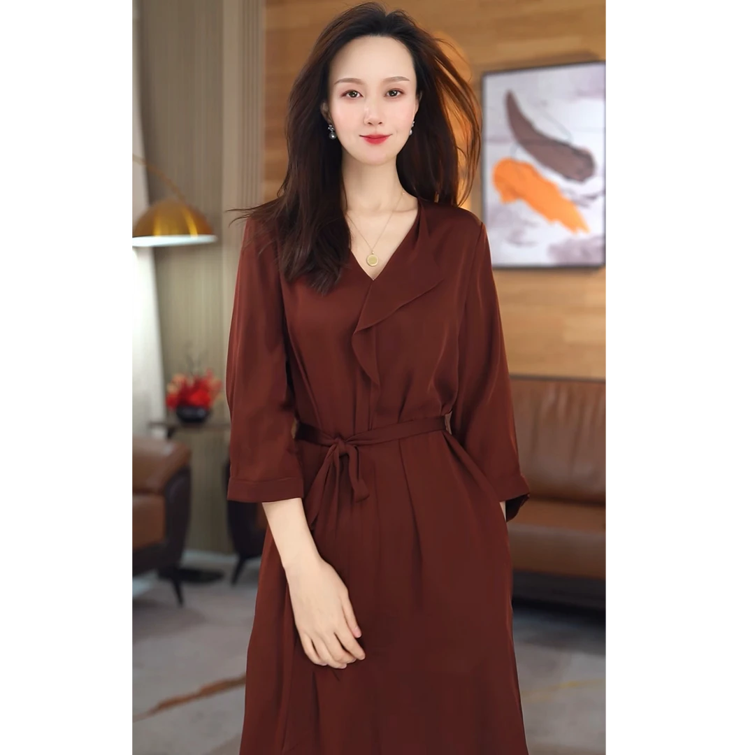 【繁花似锦】夏季新款桑蚕丝真丝气质轻奢女装连衣裙82497832
