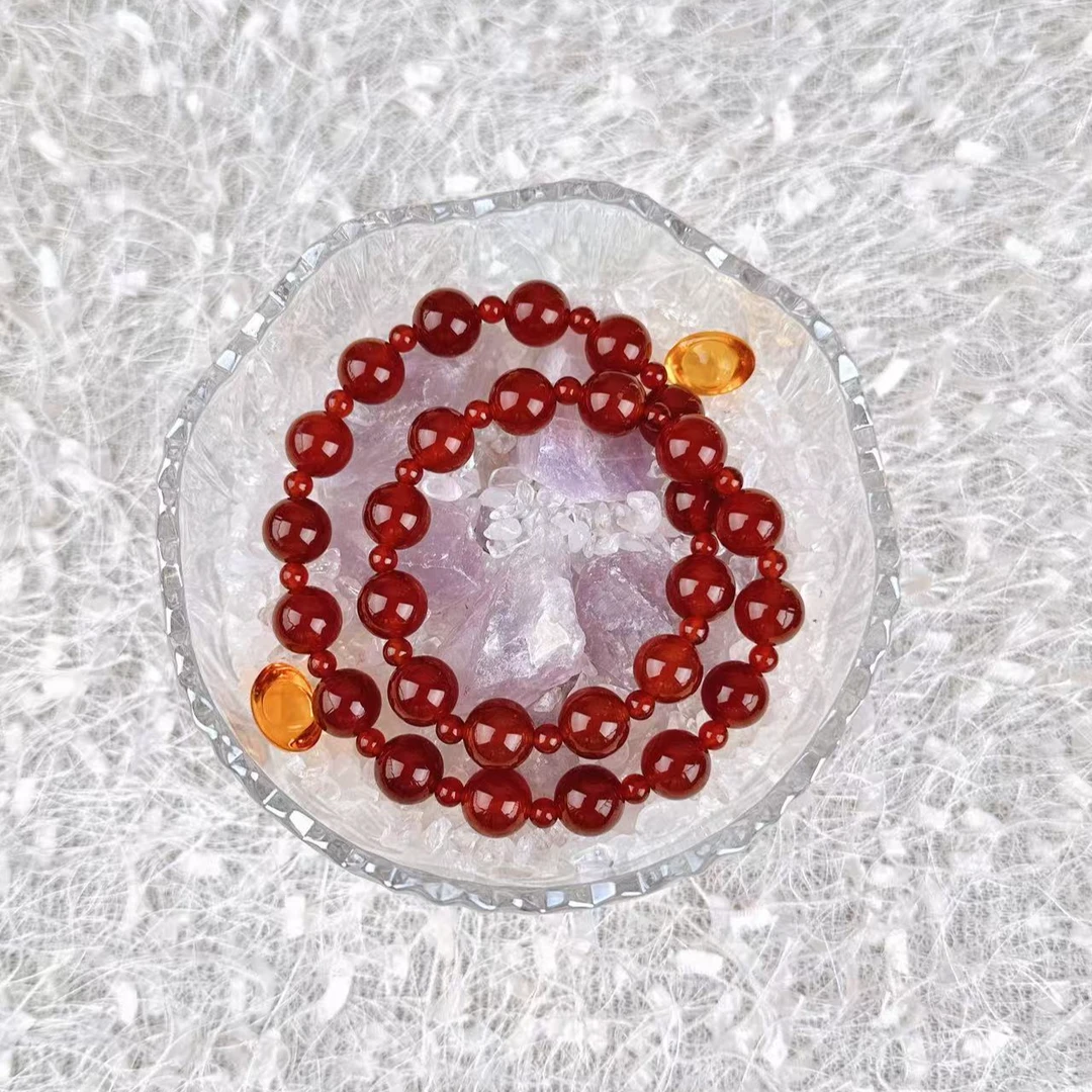 【许我耀眼】天然红玛瑙手链女新中式本命年正品男手串送礼