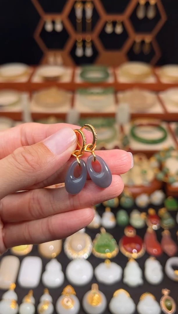 银S925镶嵌和田玉耳饰福利