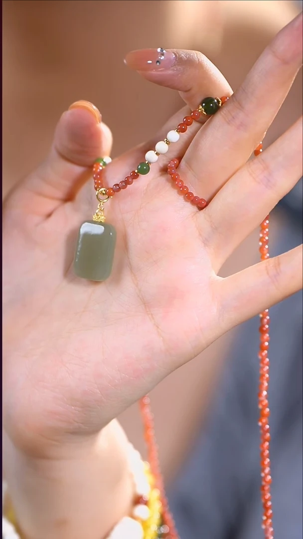 泥塑无事牌套链红丫