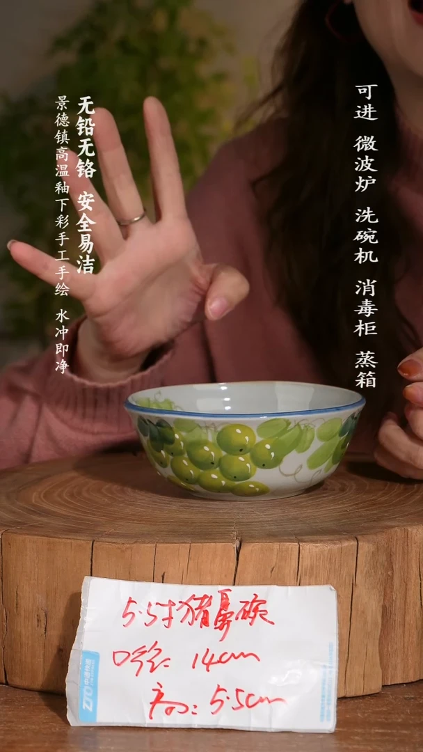 碗陶瓷景德镇高温瓷釉下彩手绘陶瓷