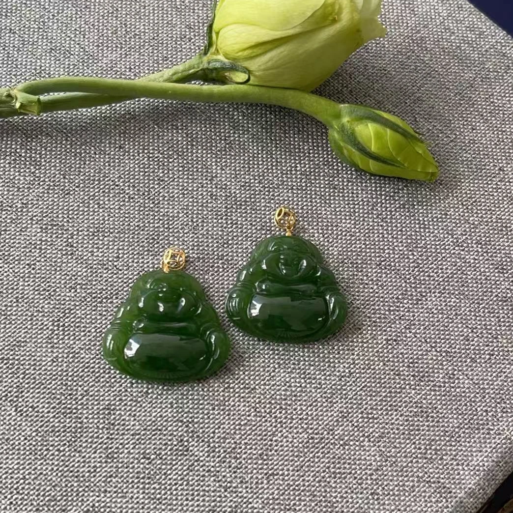 【荣倩专属】和田玉18k金镶嵌佛公吊坠  多样性发一个  裸石约22mm