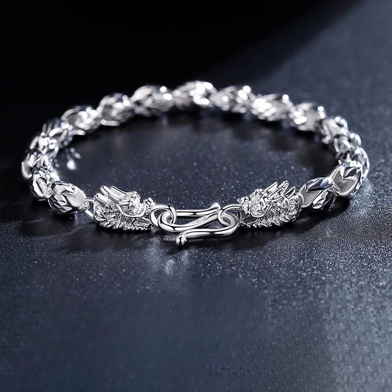 足银手链 9999银手链男龙骨银男高级感时尚百搭轻奢小众简约气质