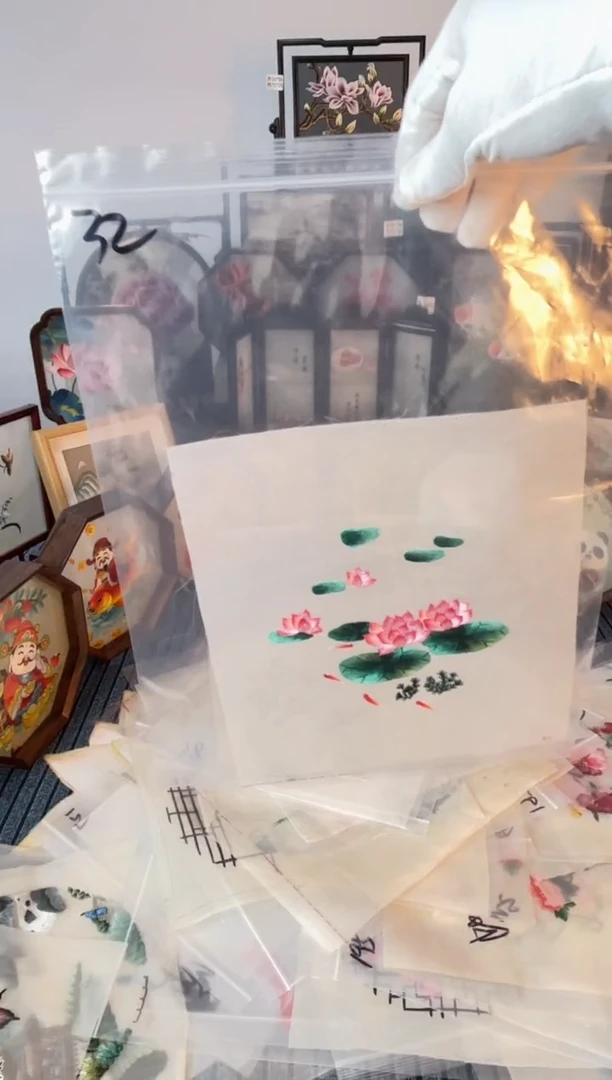 织绣纯手工苏绣双面绣绣布32