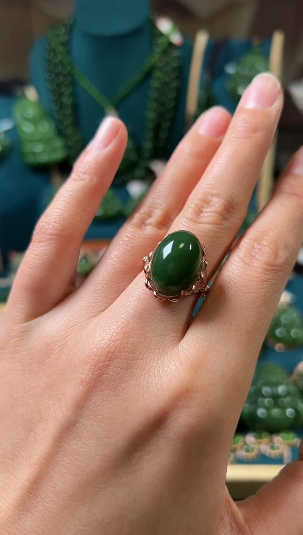 【闪购商品】和田玉（碧玉）戒指银S925镶嵌碧玉