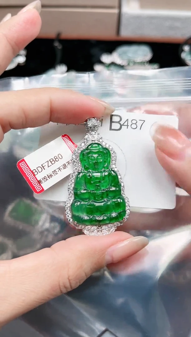 【闪购商品】翡翠颈饰未镶嵌487赠皮绳