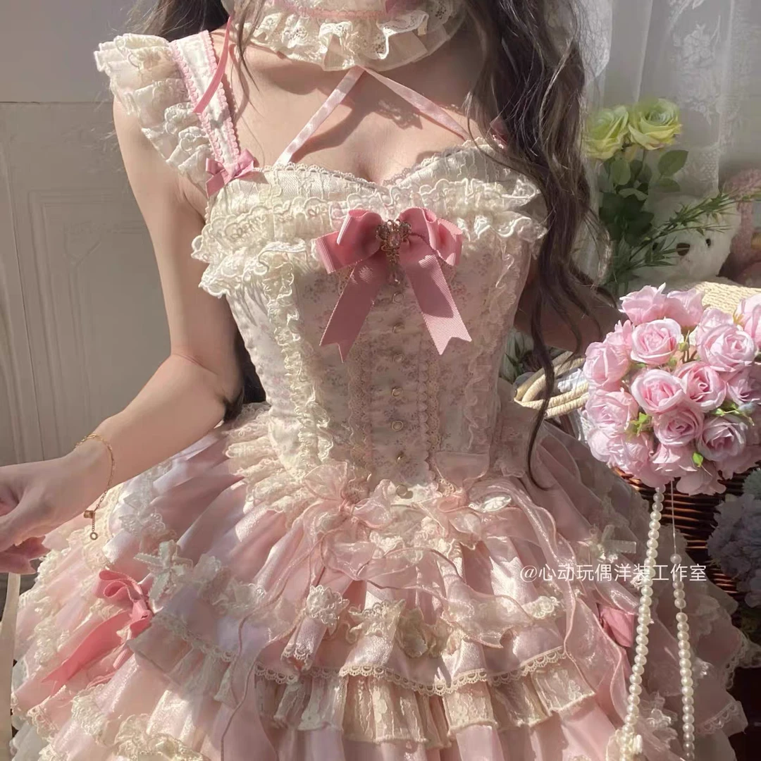 【花绮梦lolita】全款 心动玩偶原创芭蕾风Lolita碎花 洛丽塔连衣裙
