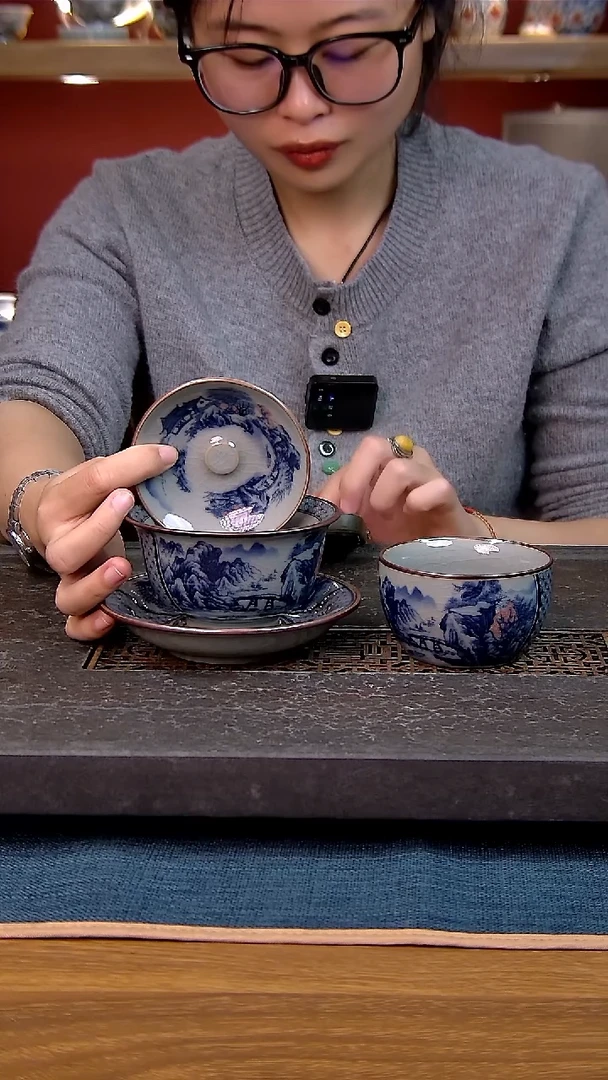 简装家用款2件套 老陶泥开片纹陶瓷茶具