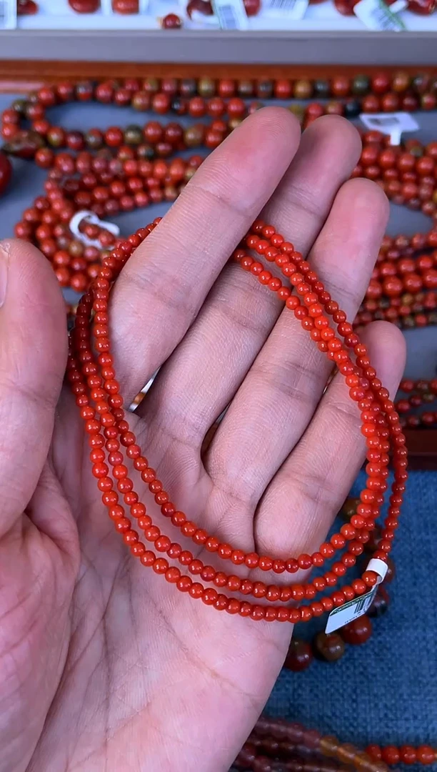 未镶嵌手串南红玛瑙N12凉山瓦西料正色玉化柿子锦多圈
