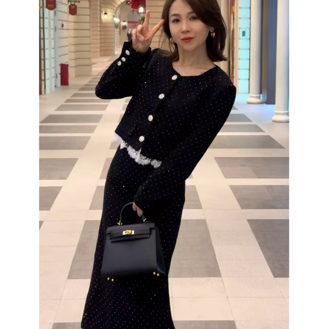 G1722 时尚轻奢百搭气质连衣裙波点套装