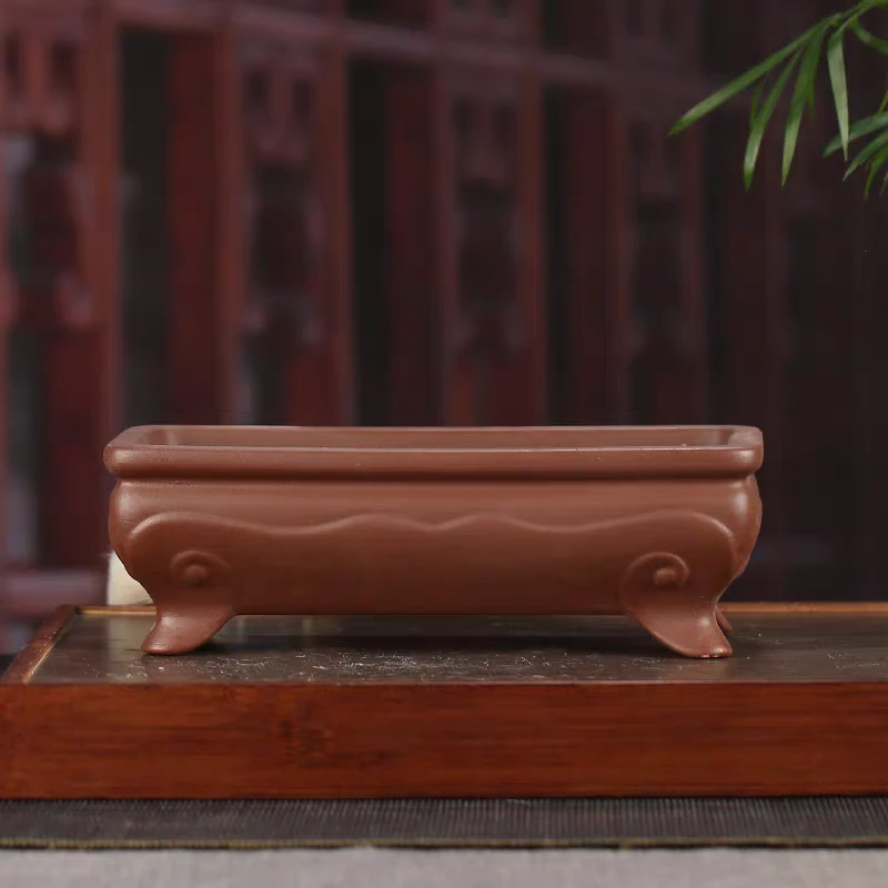 仿古如意长方盆宜兴精品复古紫砂花盆长条花卉绿植园艺盆景盆古典