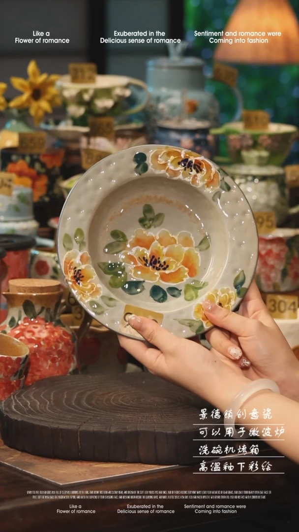 陶瓷景德镇高温釉下彩手工手绘款式