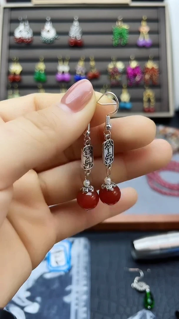 【闪购商品】南红玛瑙耳饰银S925镶嵌112200