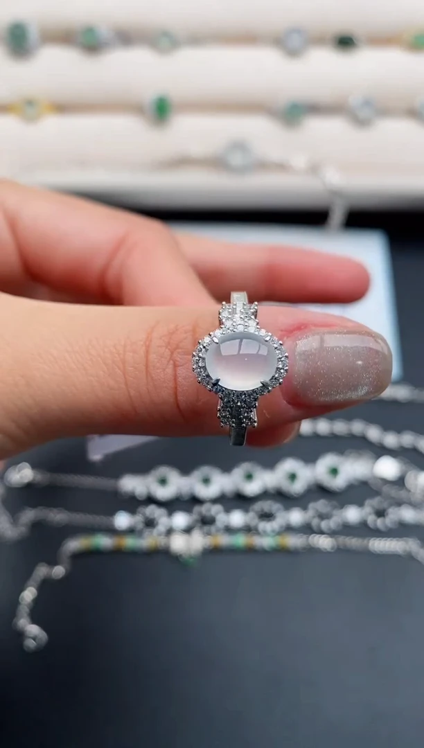 银S925镶嵌戒指翡翠3333333+4