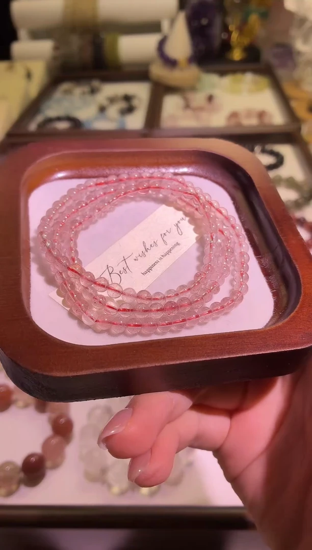 未镶嵌手串水晶开播福利草莓晶多圈