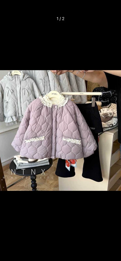HANBAN-麦兜家专属定制冬季新款儿童紫色棉服洋气百搭面包款棉服