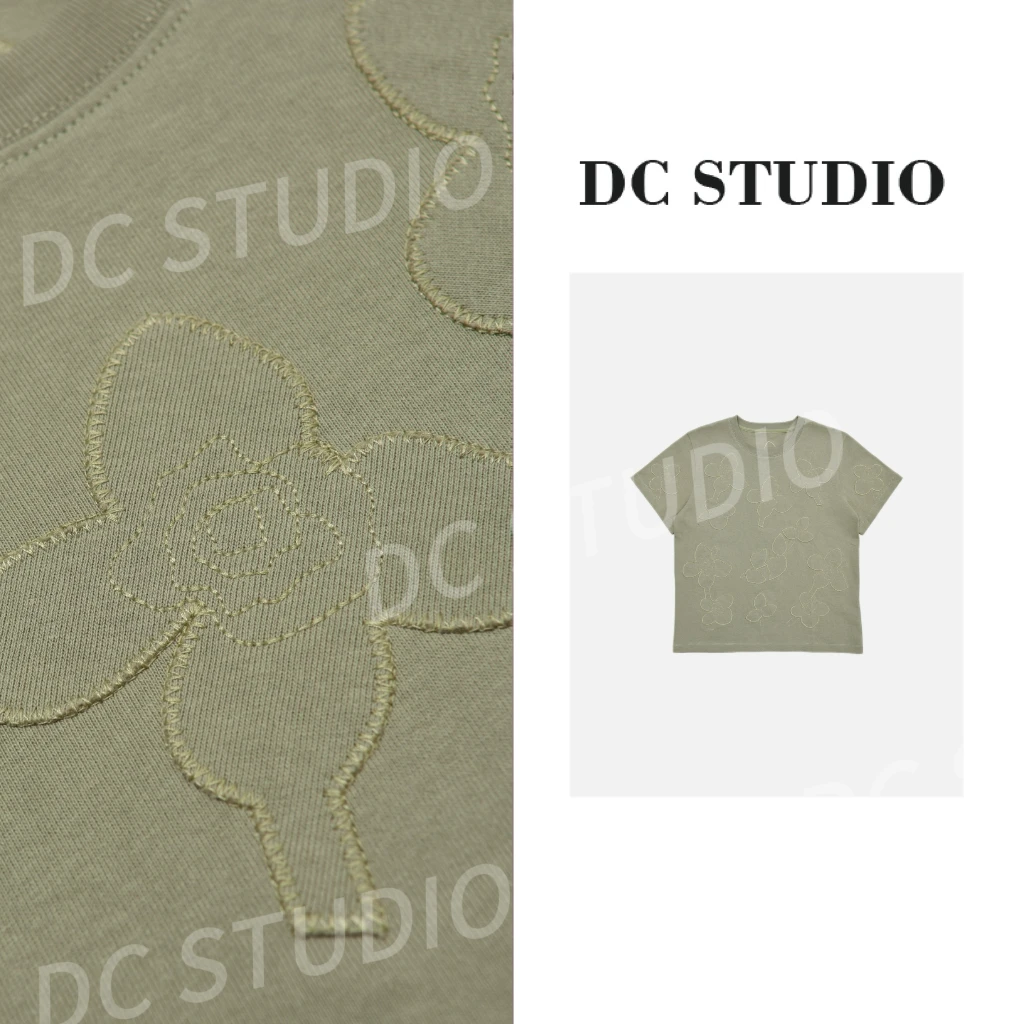 DC STUDIO【抹茶】2025早春新款清新简约小众ins圆领T恤