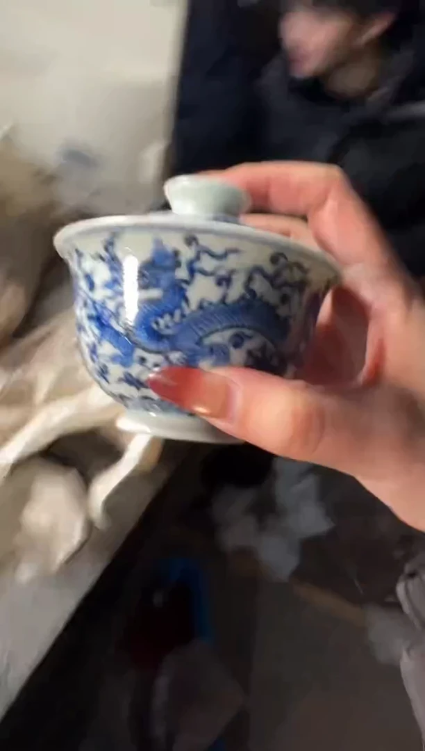 杯子陶瓷三方器合穿花龙盖碗