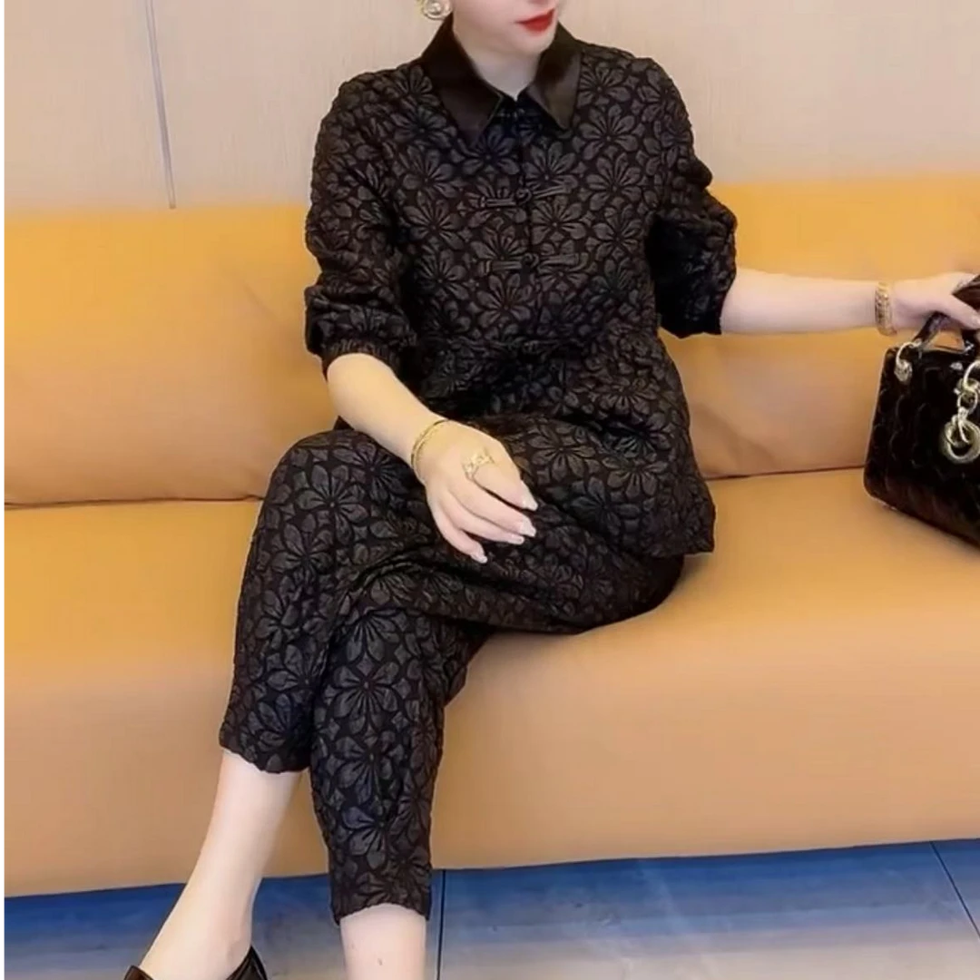 时尚套装轻熟风新中式气质韩版上衣洋气女装大码时尚减龄夏季