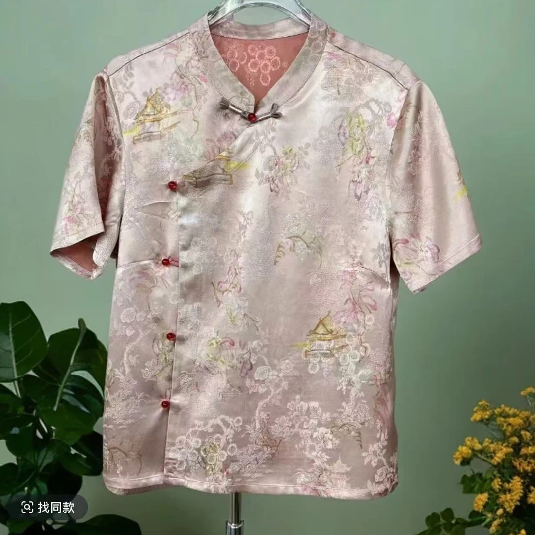 短袖【十里桃花】 夏季新款新中式国风时尚气质高级开衫短袖0518