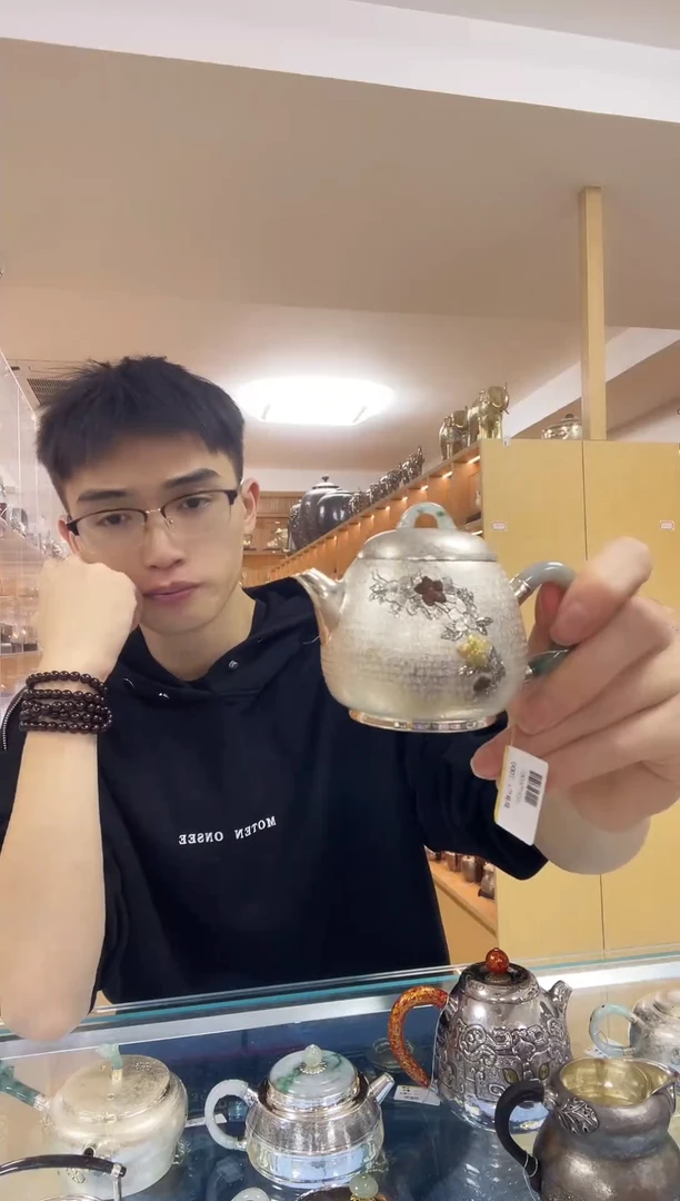 古悦足银999泡茶壶