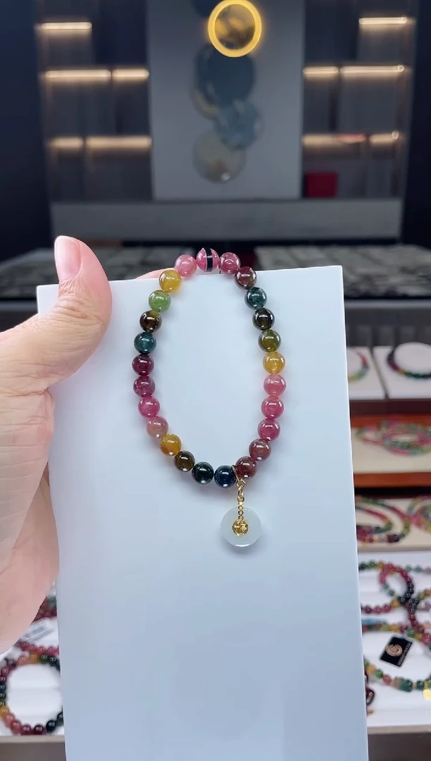 未镶嵌单圈手串碧玺（多样性发一条）Q