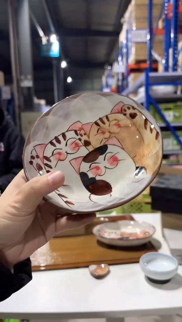 瓷（C）仲良しネコ　楕円銘々皿